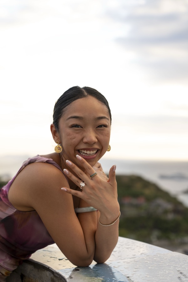 Fuanne laughing and showing her ring