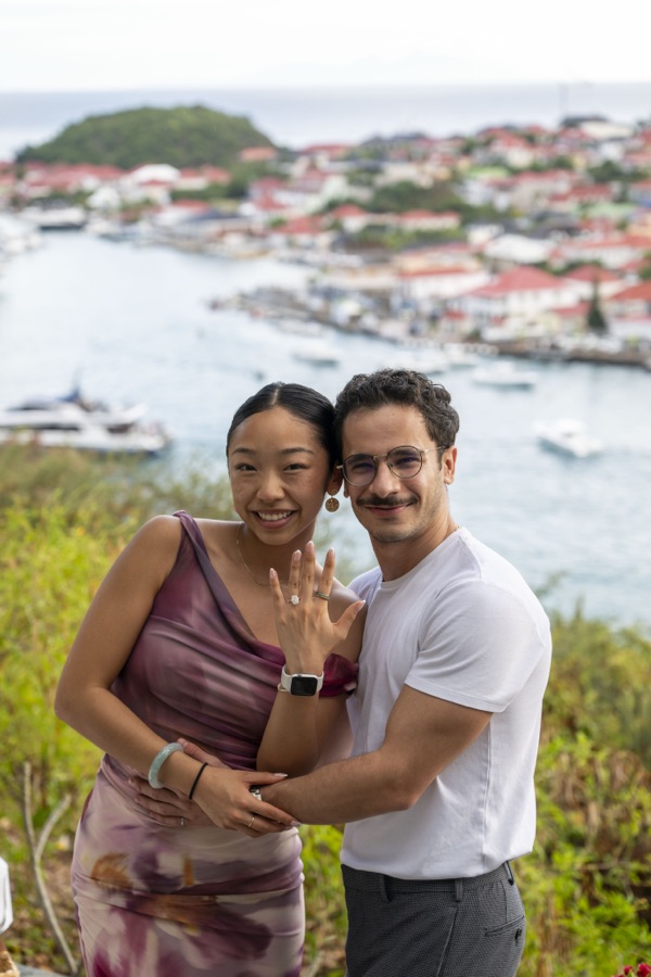 Fuanne and George showing off the engagement ring together